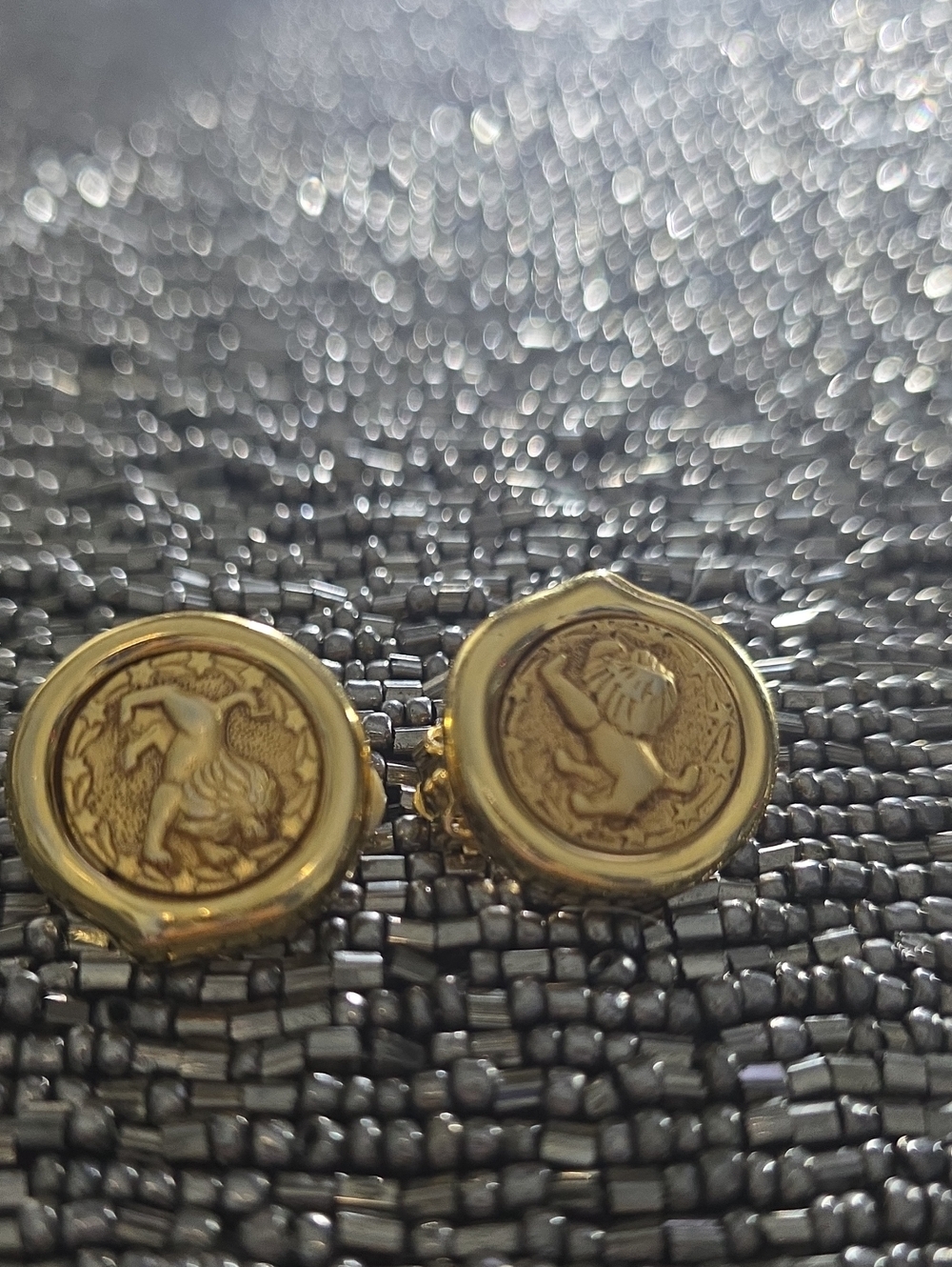 Vintage Gold Lion Crest Cufflinks - Men Accessories